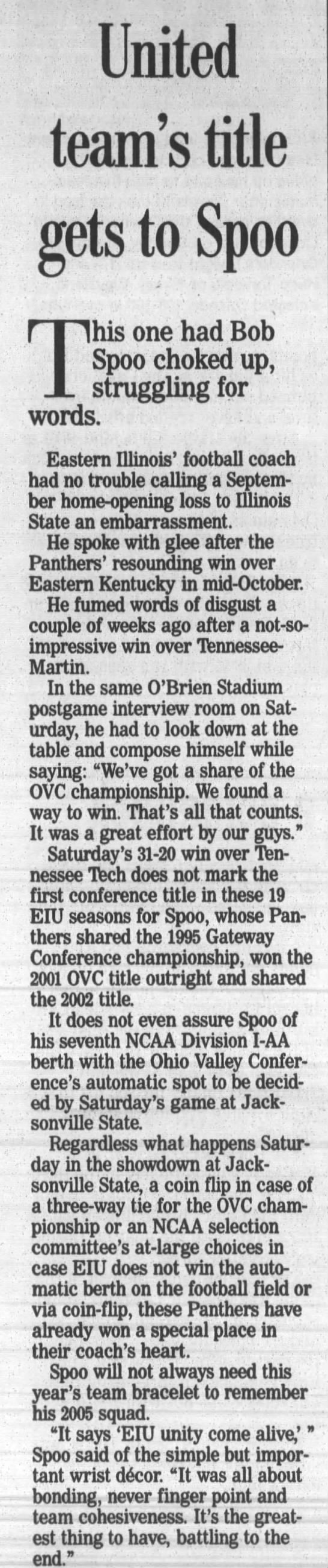 United team's title gets to Spoo